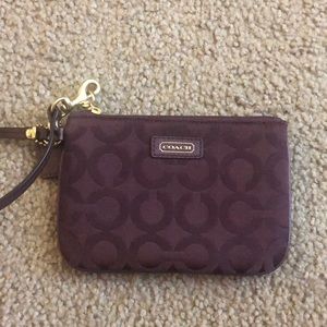Coach wristlet in chocolate brown, new!